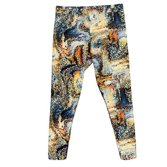 Soft Surroundings Pants - Soft Surroundings Leggings Womens M Blue Mosaic Cotton Blend Stretch Pull On